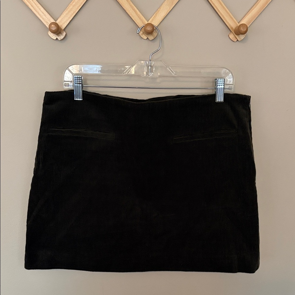 Zara dark olive corduroy mini skirt